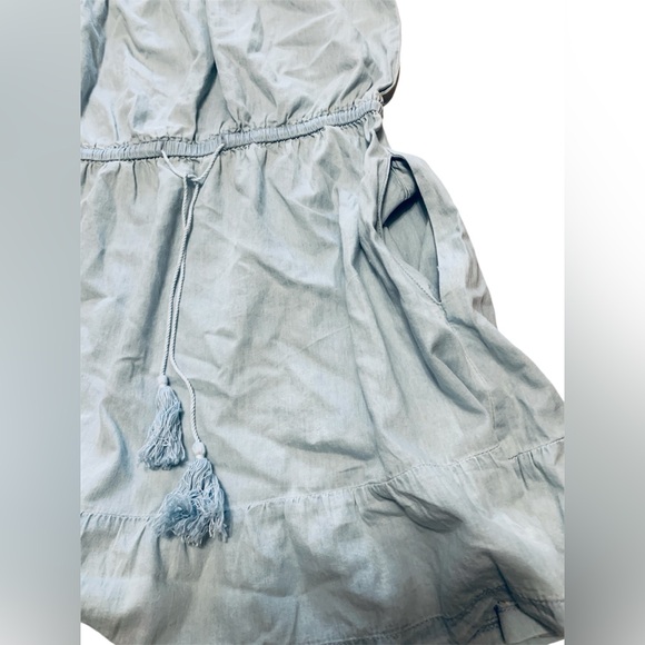 Light blue off the shoulder dress, with pockets and an adjustable waist, flowy - Picture 6 of 8